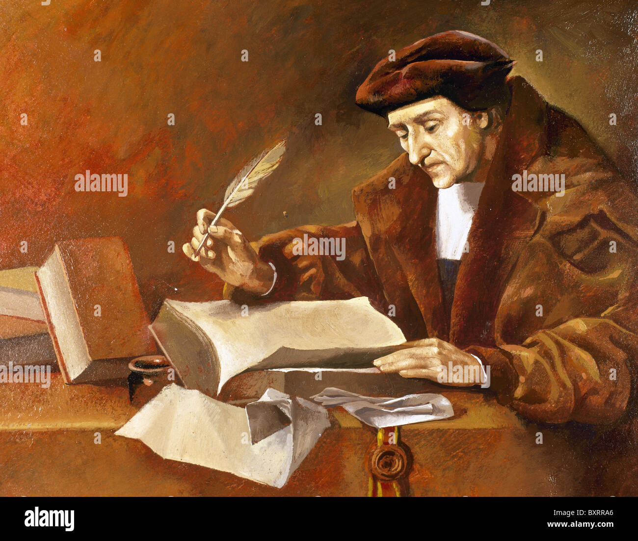 Desiderius Erasmus Roterodamus (connu sous le nom de Desiderius Erasmus de Rotterdam) (1466/1469-1536). Humaniste de la Renaissance hollandaise. Banque D'Images
