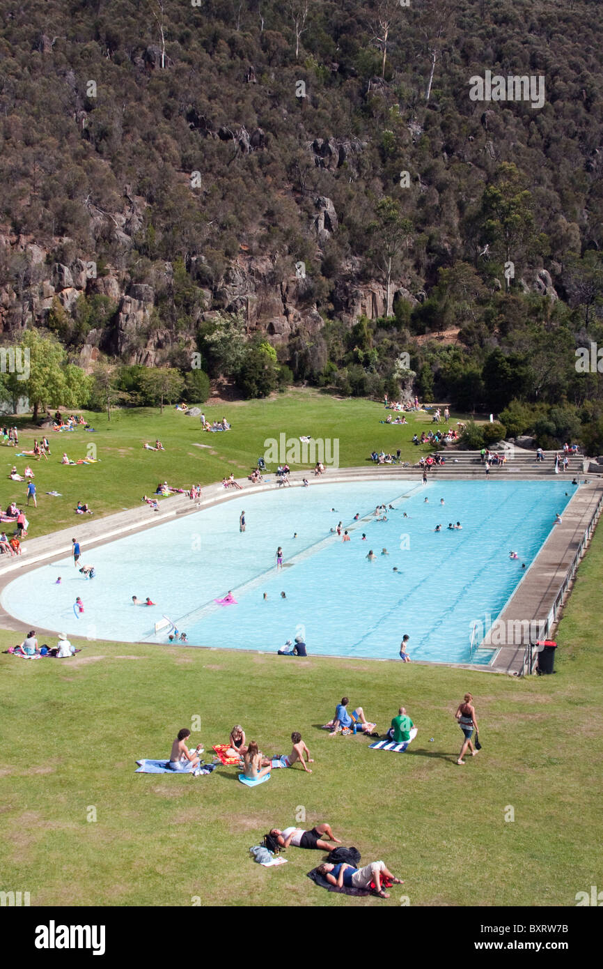 L'Australie, la Tasmanie, Launceston, Cataract Gorge, vue sur piscine Banque D'Images