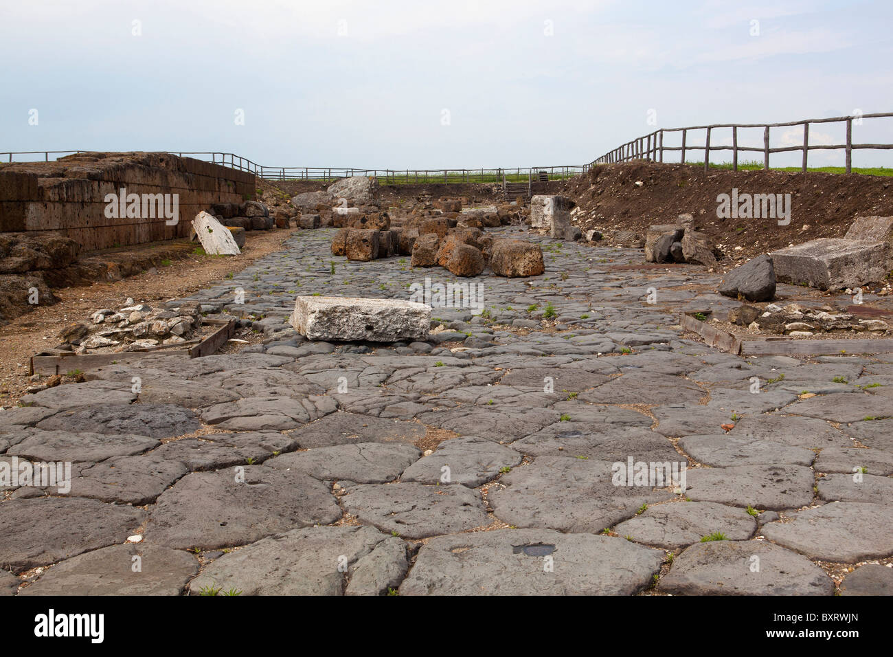 Ruine de voie romaine, Parco Archeologico di Vulci, lazio, Italie Banque D'Images