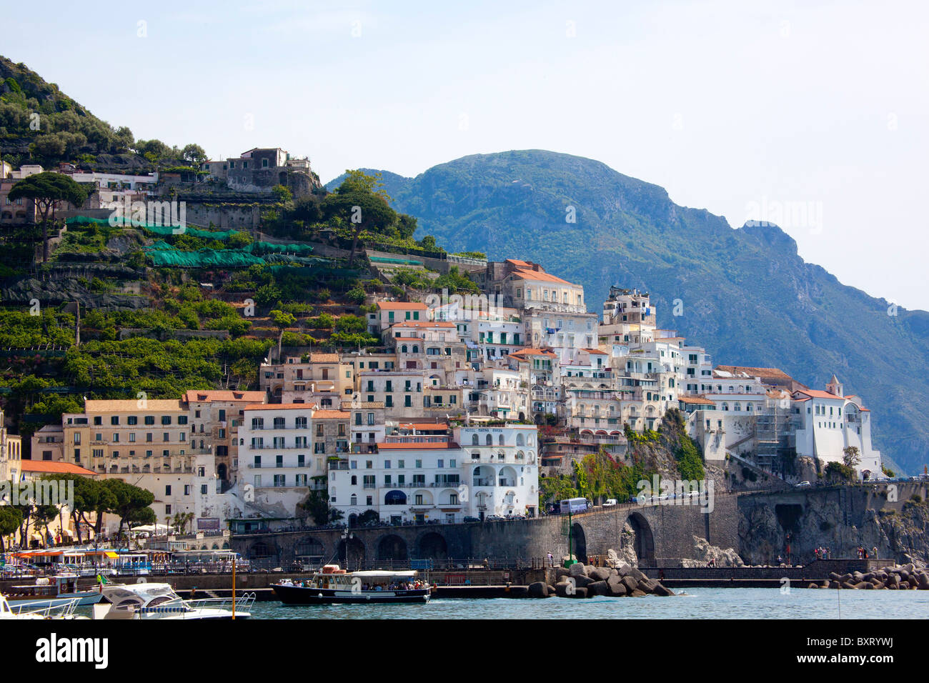 Cityscape, Golfe de Salerne, Amalfi, Côte Amalfitaine, Campanie, Italie Banque D'Images