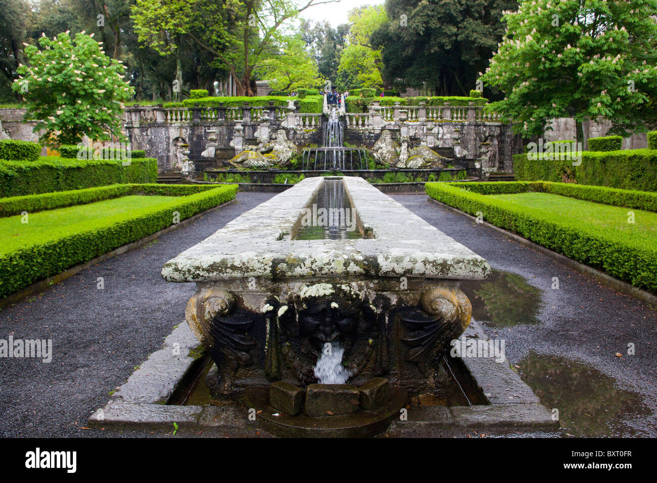 Tavola del Cardinale fontaine, Villa Lante, Viterbo, Latium, Italie Banque D'Images