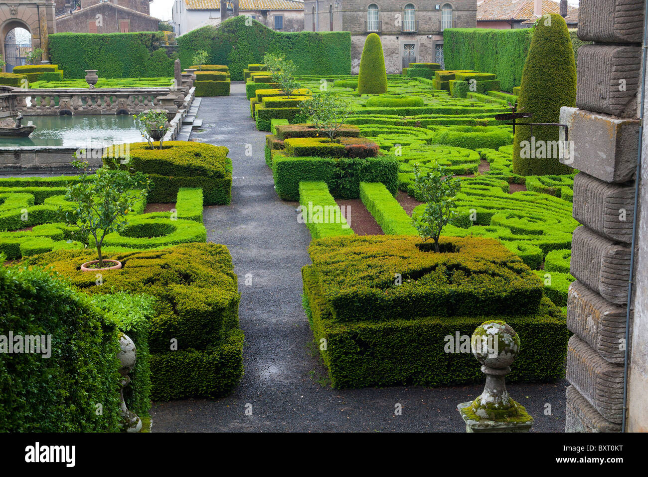 Jardin à l'italienne, la Villa Lante, Viterbo, Latium, Italie Banque D'Images