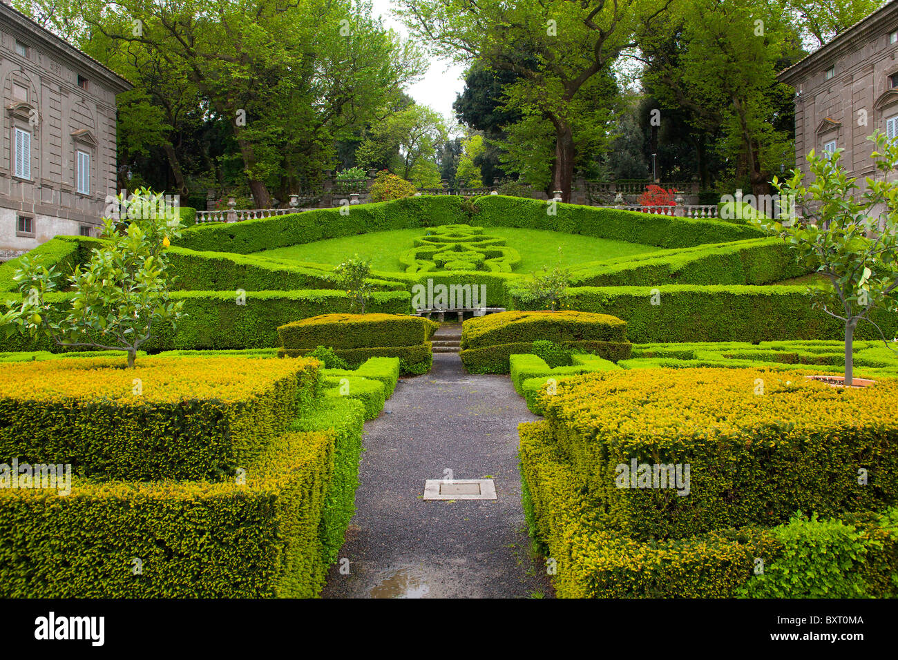 Jardin à l'italienne, la Villa Lante, Viterbo, Latium, Italie Banque D'Images