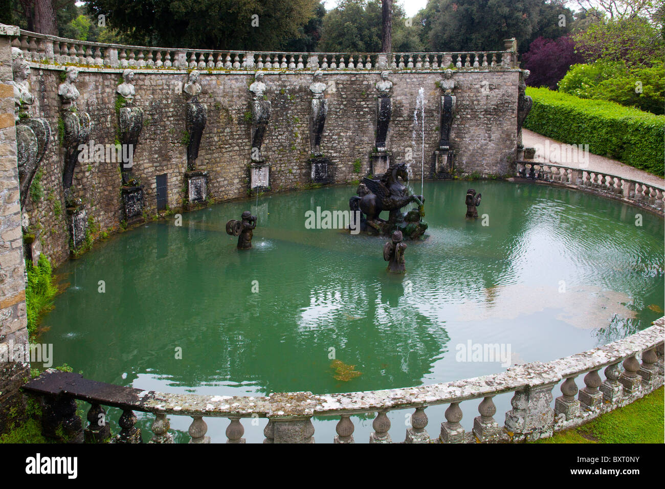 Fontaine de Pegasus, Villa Lante, Viterbo, Latium, Italie Banque D'Images