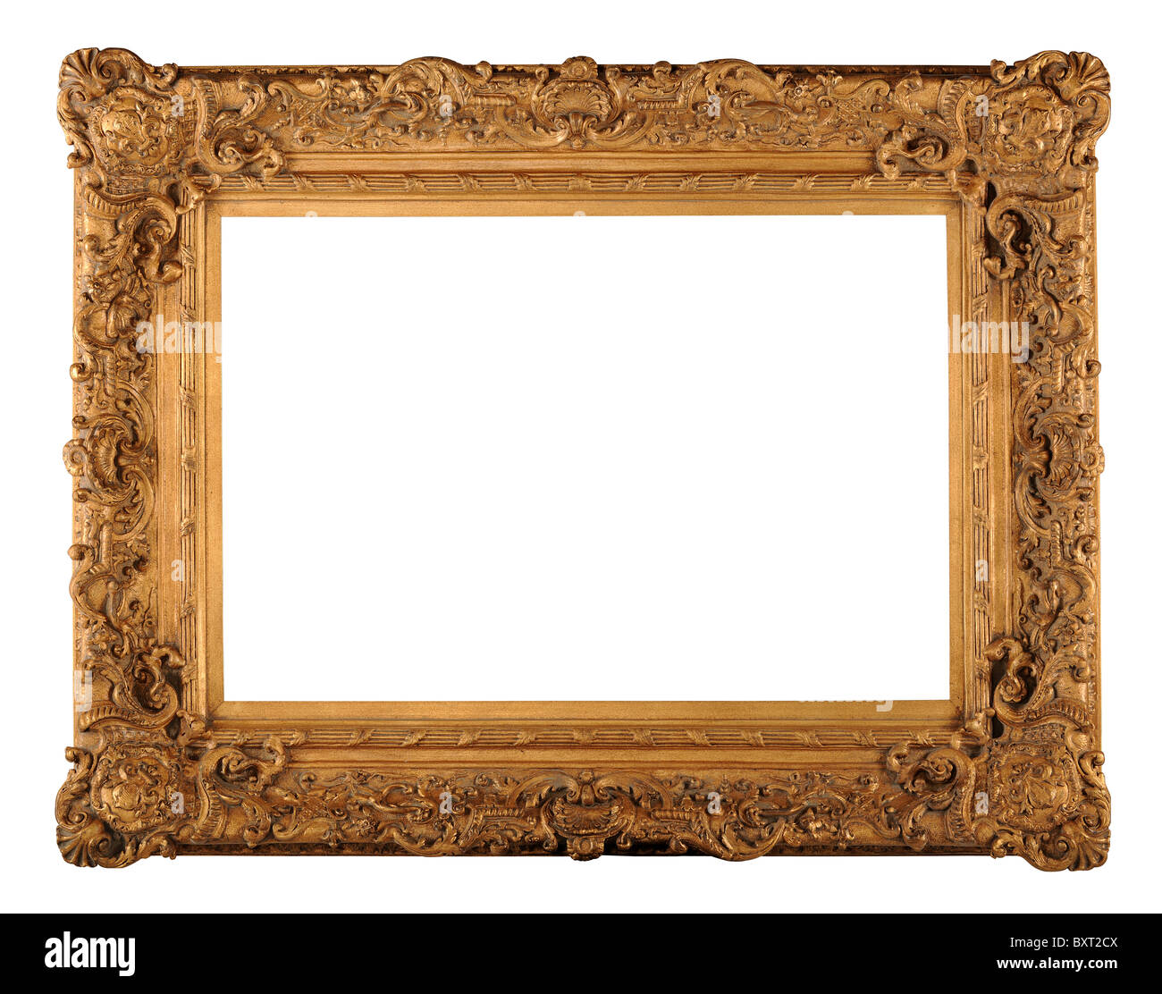 Vintage gold frame isolé sur fond blanc - With clipping path Banque D'Images