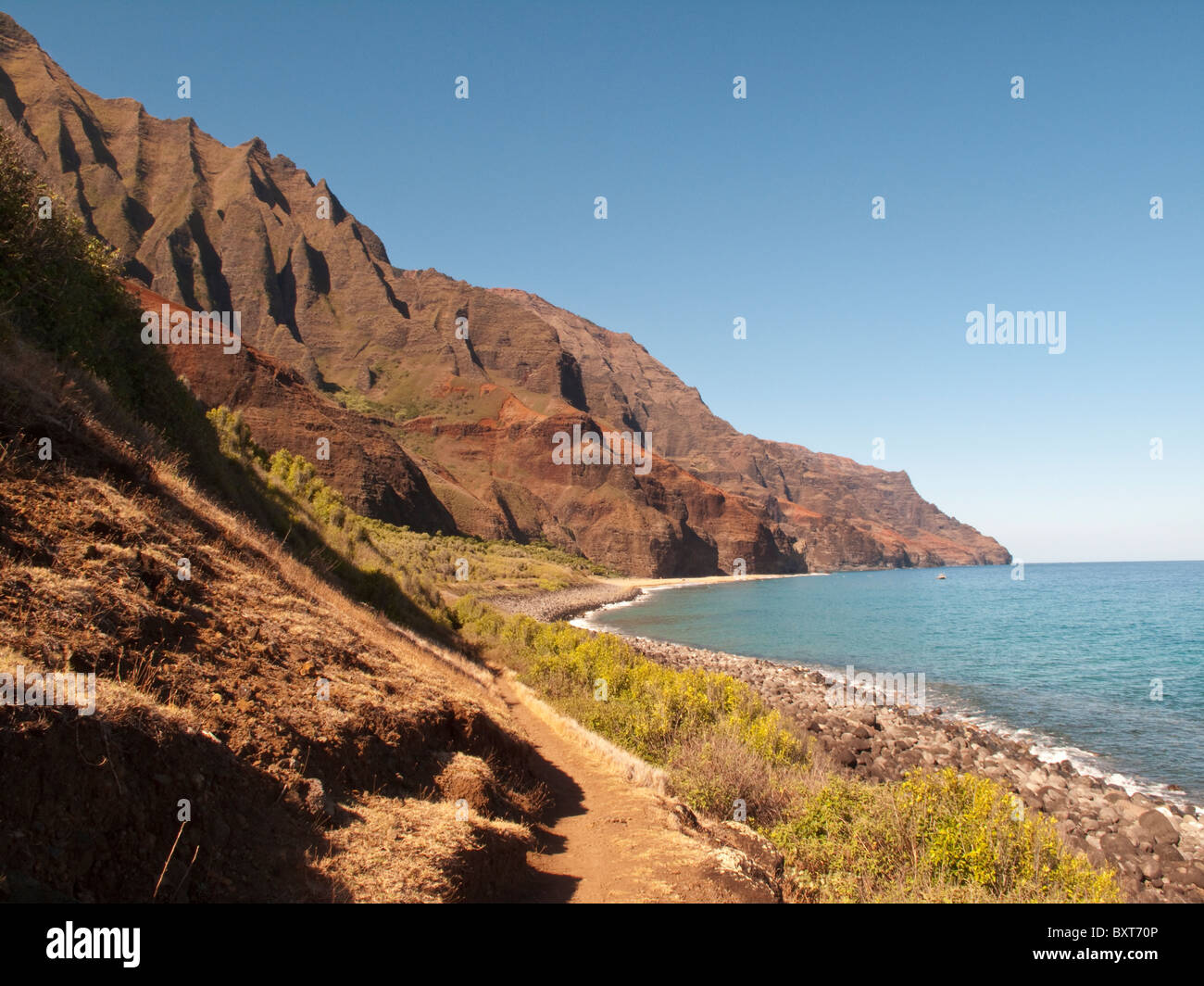 La plage pittoresque de Kalalau trail, et côte de Na Pali, Kauai Banque D'Images