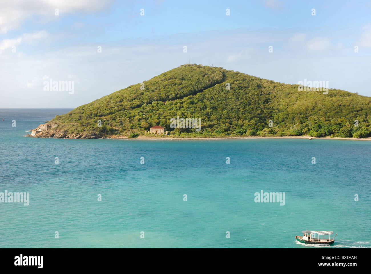 Vue d'une petite péninsule à St Thomas, îles Vierges britanniques. Banque D'Images