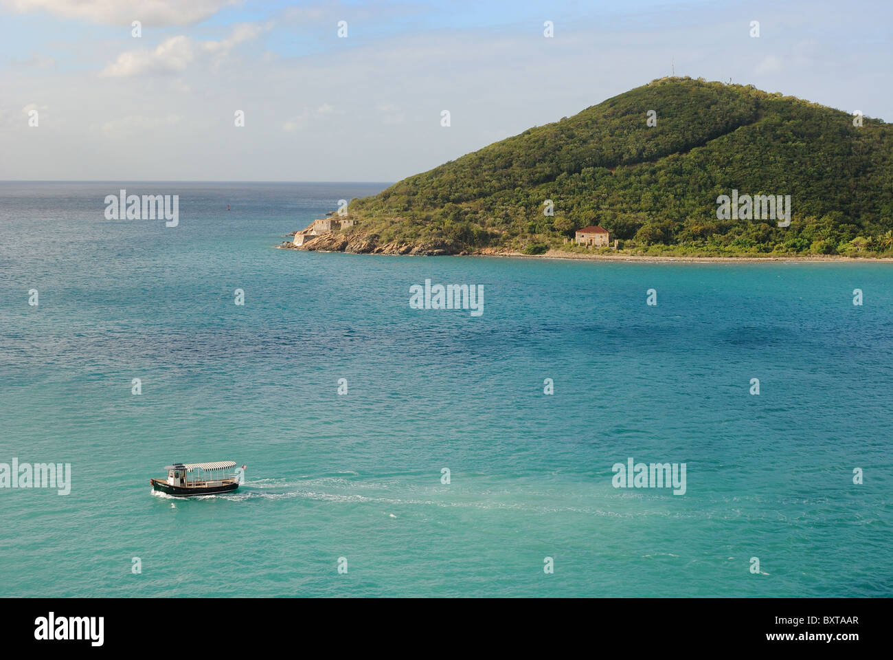 Vue d'une petite péninsule à St Thomas, îles Vierges britanniques. Banque D'Images