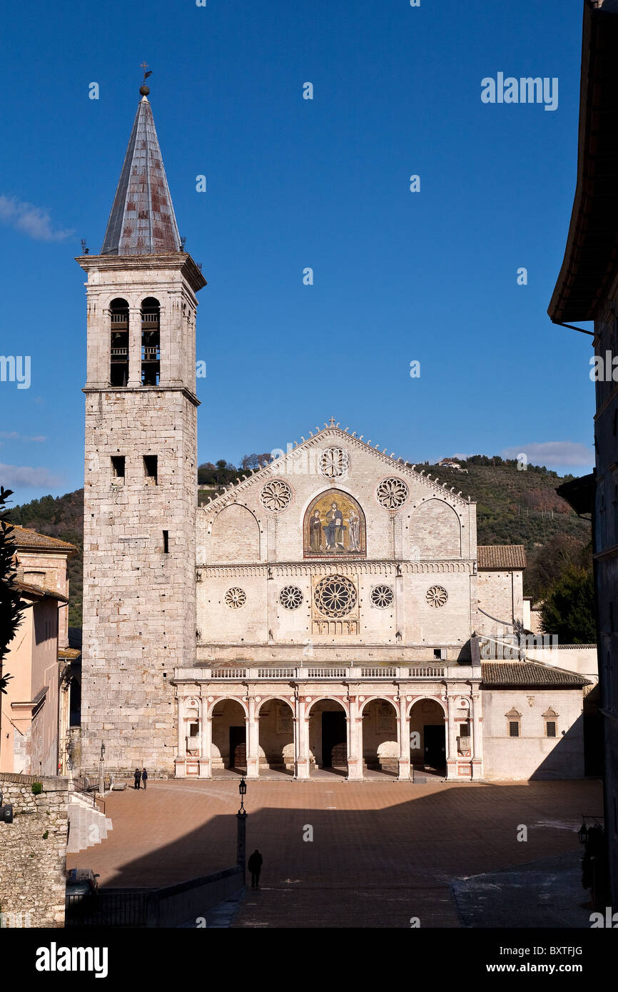 Vue sur la cathédrale, à Spoleto, Ombrie, Italie Banque D'Images