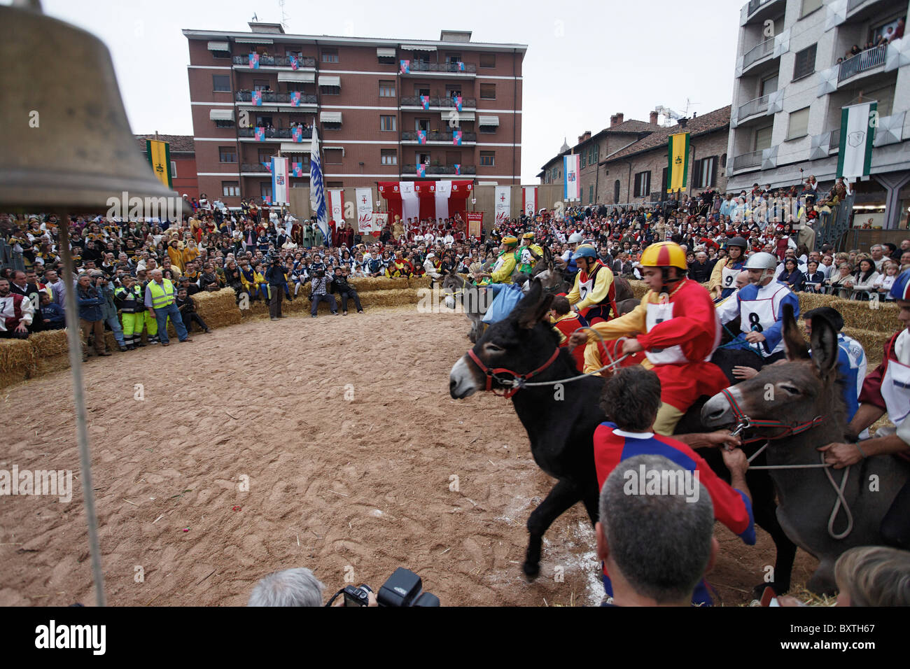 Course d'ânes, Palio, Alba, Langhe, Piémont, Italie Banque D'Images