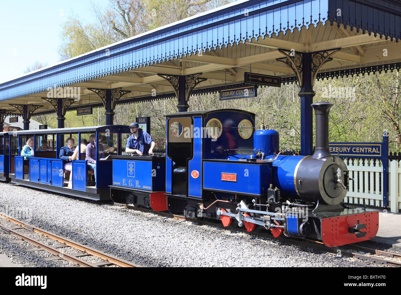 New Forest, Hampshire, Exbury Gardens, Train à vapeur Banque D'Images