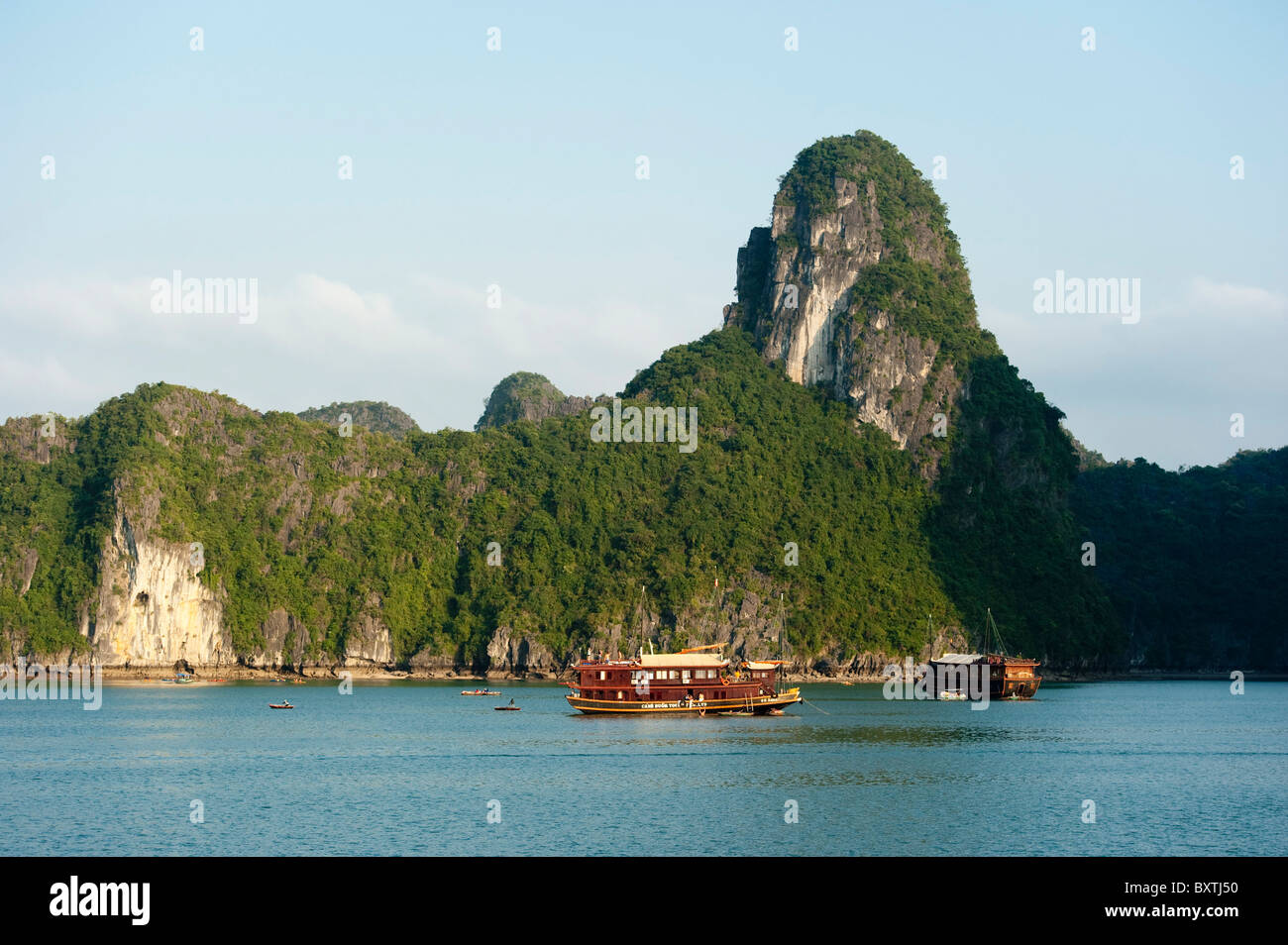 Bateaux dans la baie d'Halong, Vietnam Banque D'Images