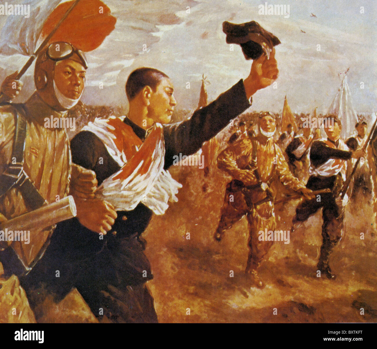 Le Japon et les marins pilotes célébrer l'expansion de l'armée japonaise au début de 1942 en peinture par Mitsuru Suzuki Banque D'Images