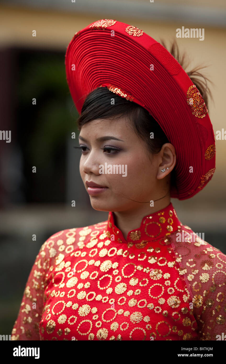 Mariée traditionnelle, Hoi An, Vietnam Banque D'Images
