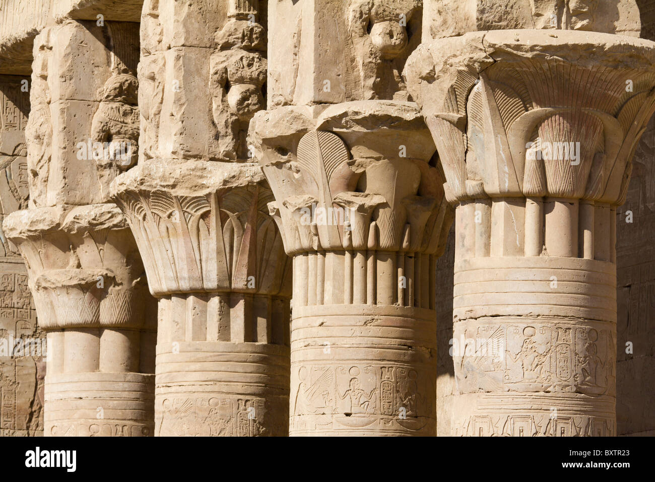 Temple d'Edfou, Egypte - 2 colonnes Banque D'Images