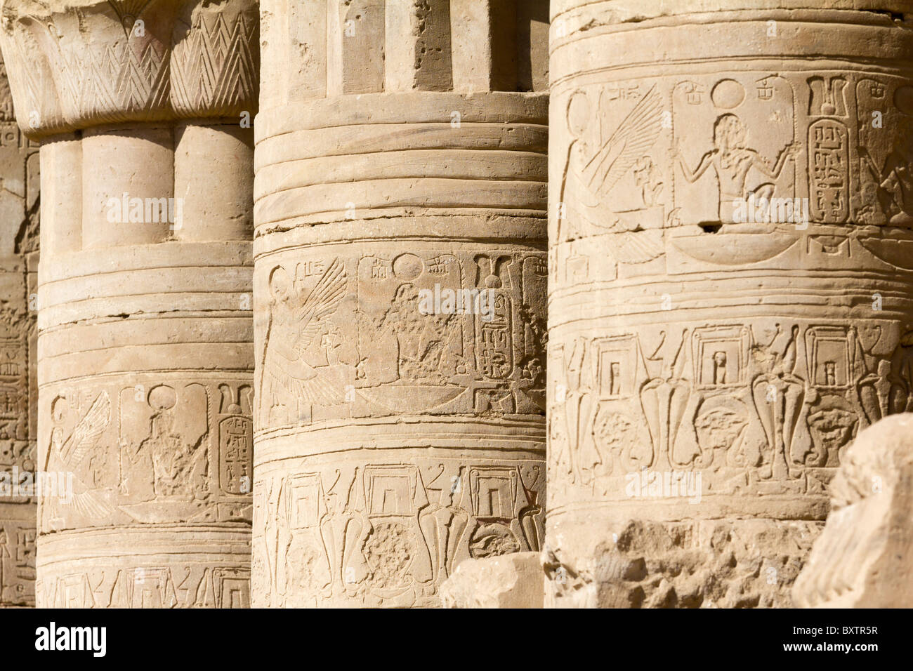Temple d'Edfou, Egypte - les colonnes Banque D'Images
