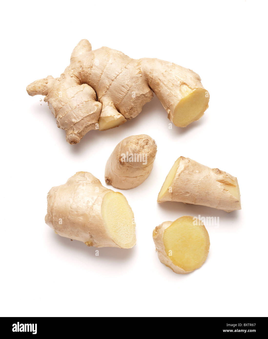 Le gingembre est le rhizome de la plante Zingiber officinale, consommés ensemble comme un mets délicat, de la médecine, ou d'épices. Banque D'Images