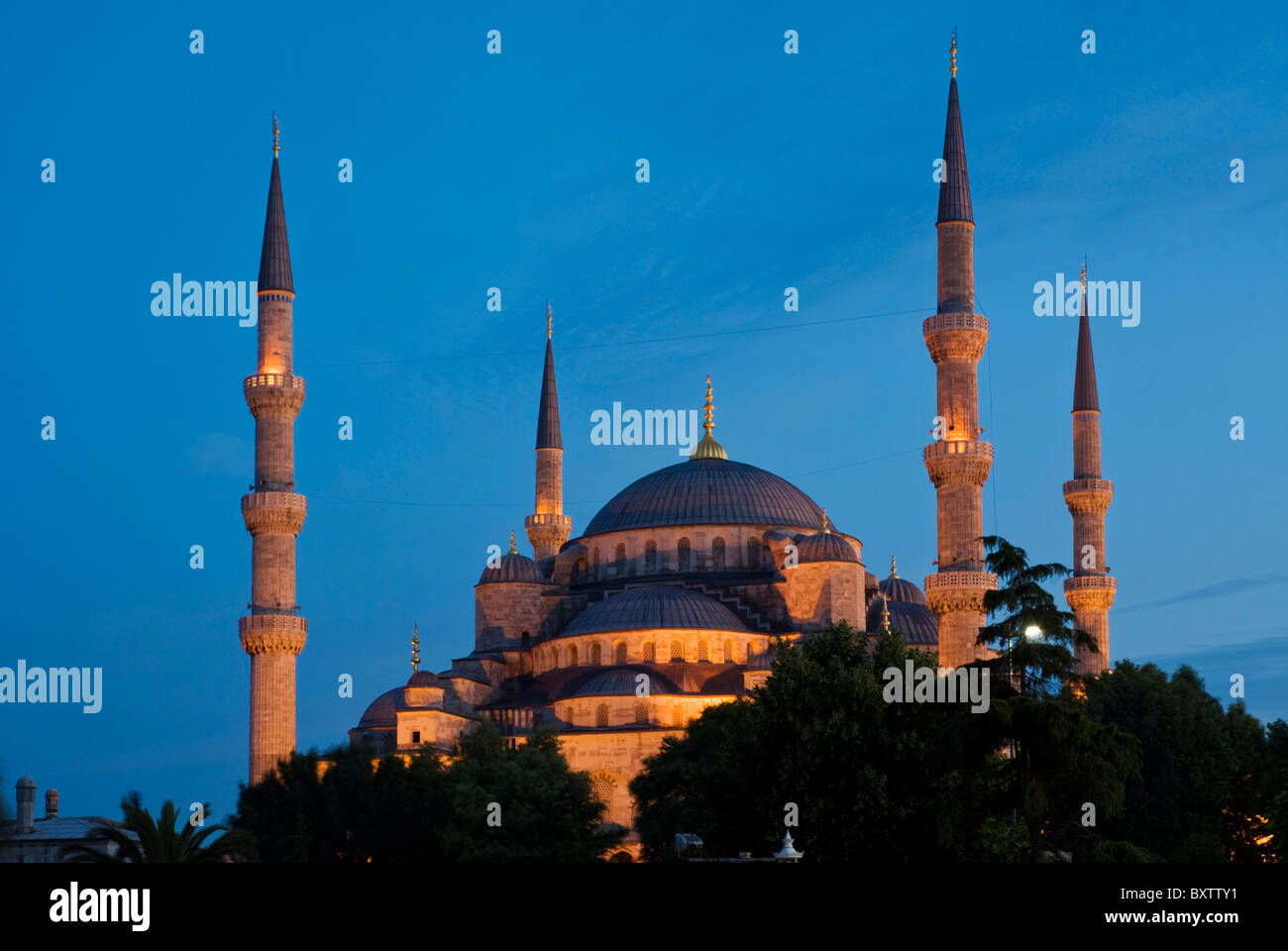 La Mosquée Bleue (Sultan Ahmet Camii) avec les dômes et les minarets, Sultanahmet, Istanbul, Turquie Banque D'Images