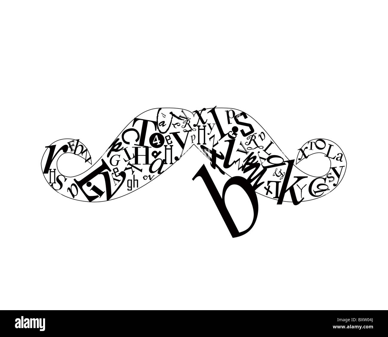 Tash, moustache, Movember, typographie, mot, mots, Forme, vrai, gangster, gansta, mafia, rue, crime, la guerre, la libération, la vérité, Banque D'Images