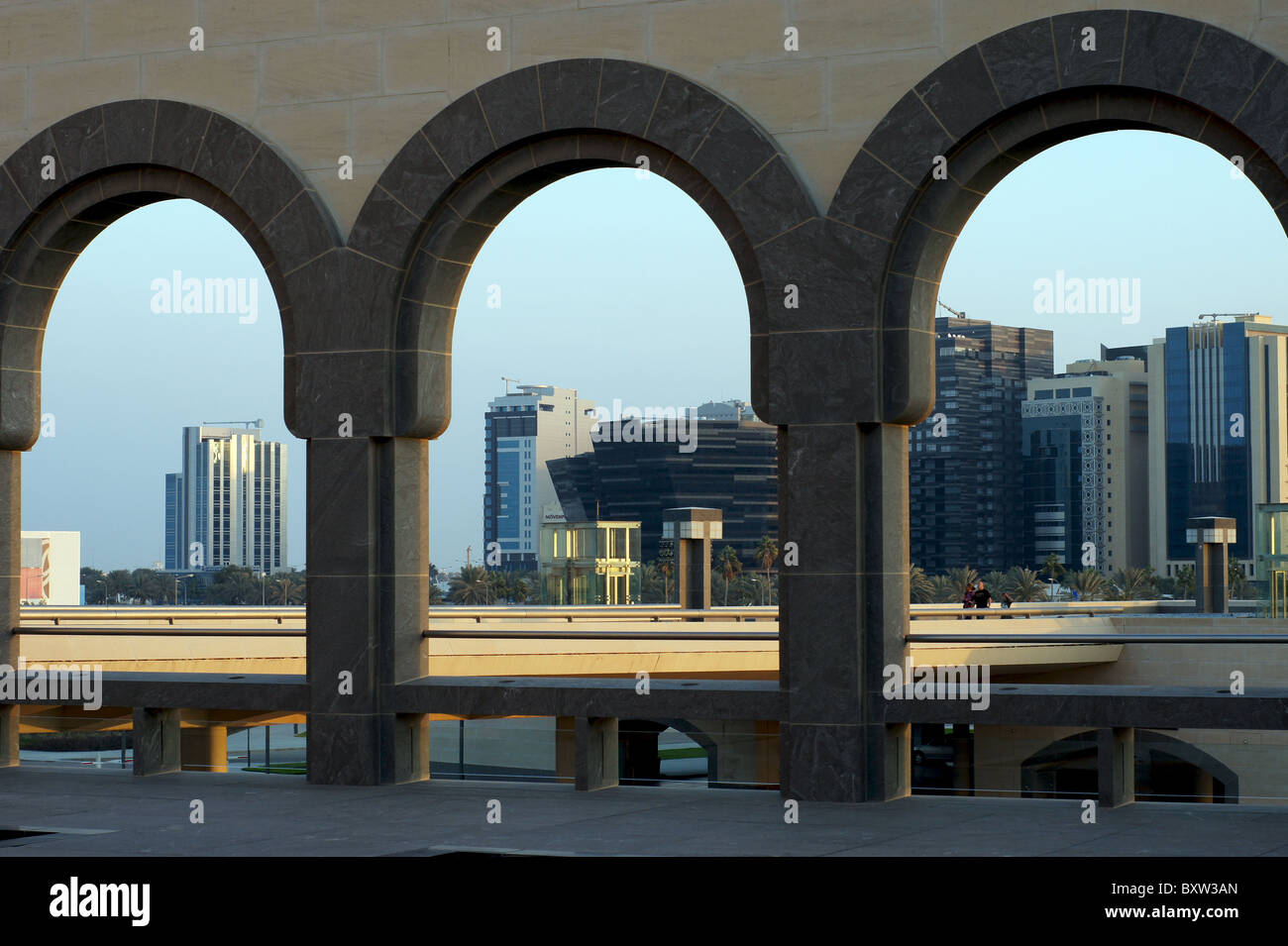 Skyline Doha Qatar Musée d'Art Islamique Banque D'Images