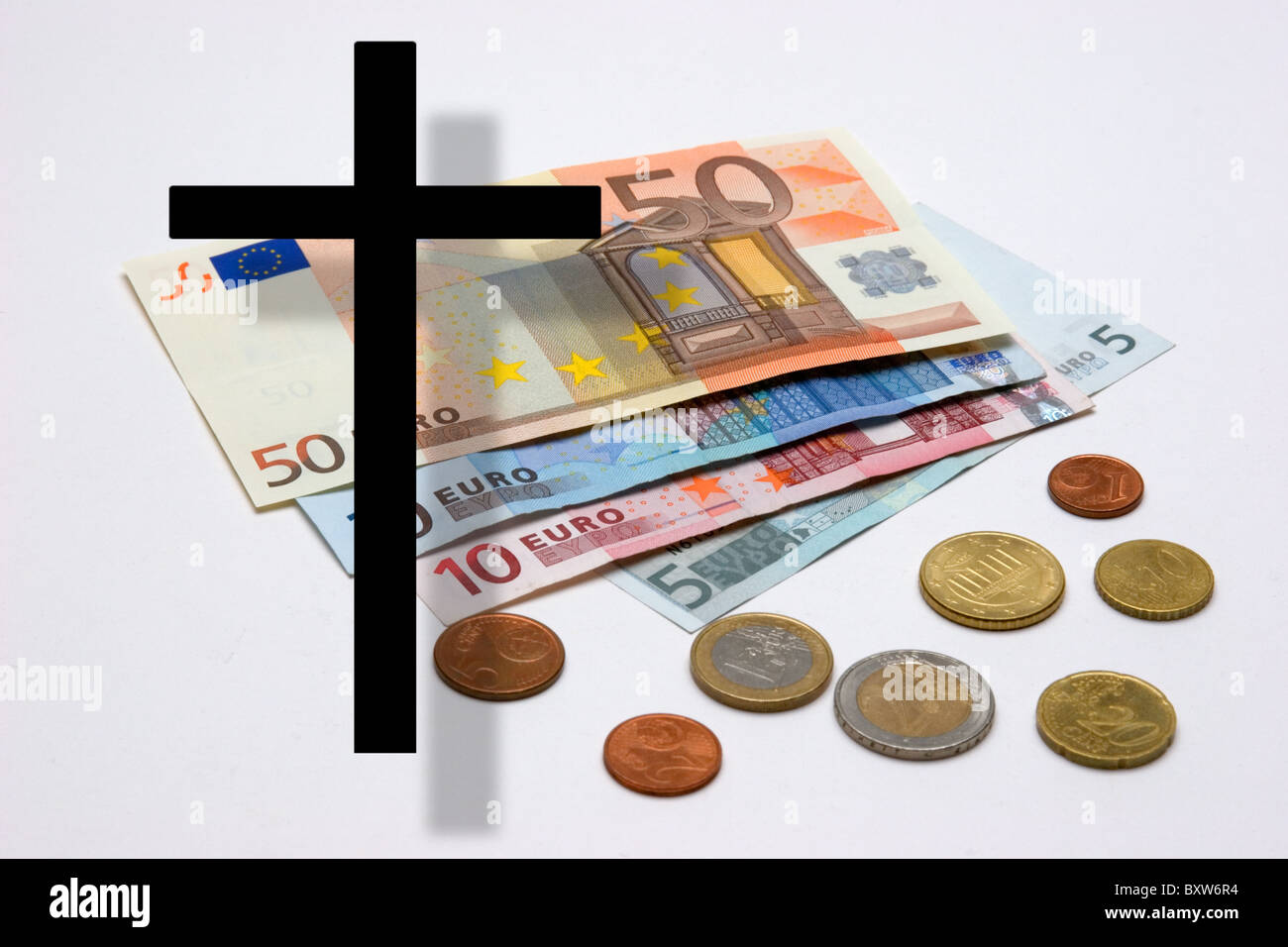 Service de crise de l'effondrement de l'attendu EUR symbole monétaire de l'unique photo de la mort de l'Euro Banque D'Images