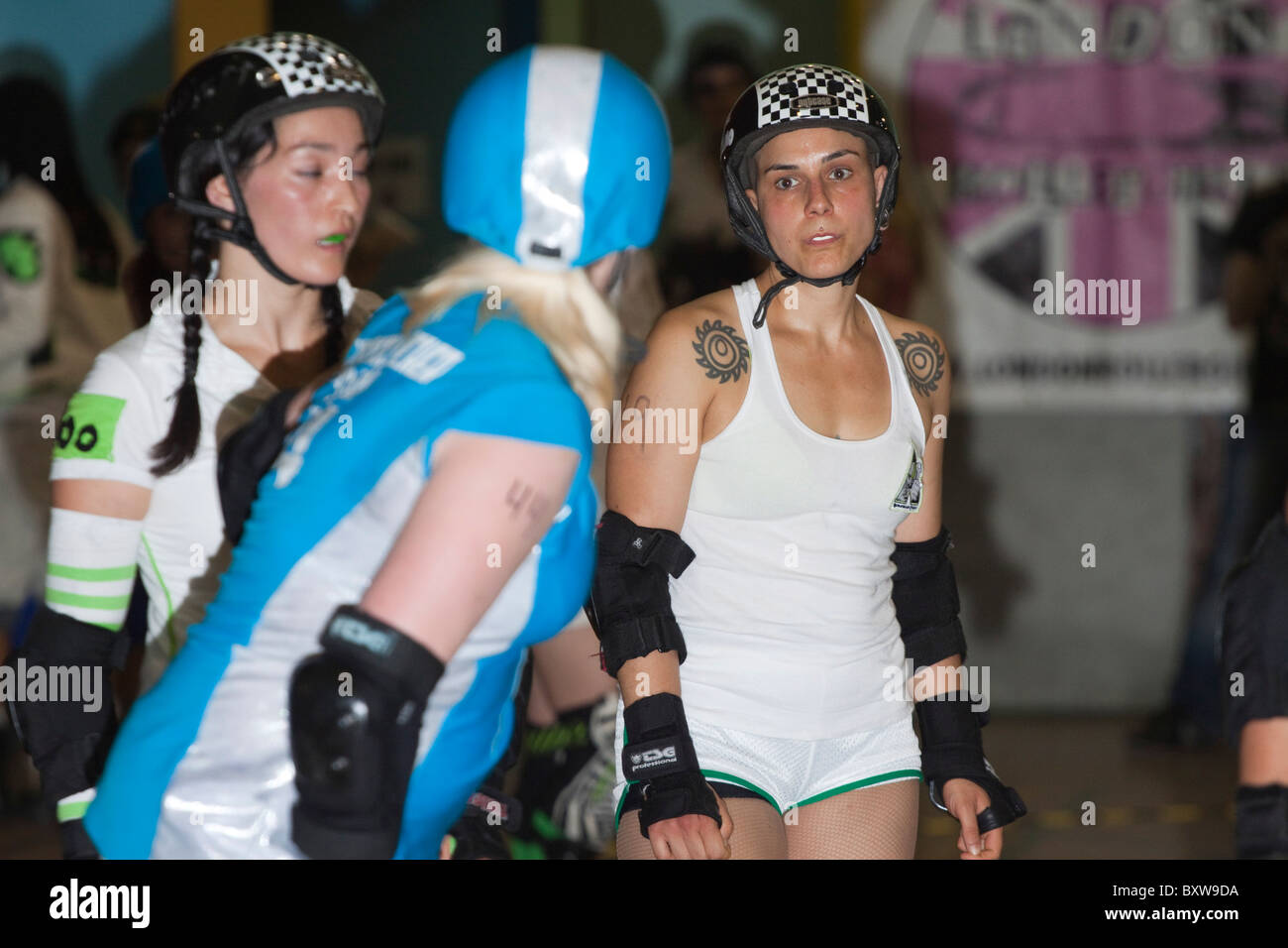 Londres Roller Girls roller derby bout Banque D'Images