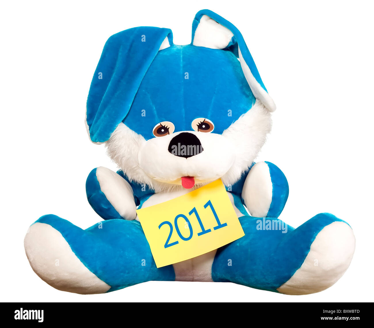 Lapin Bleu symbole de l'année 2011 est assis Banque D'Images