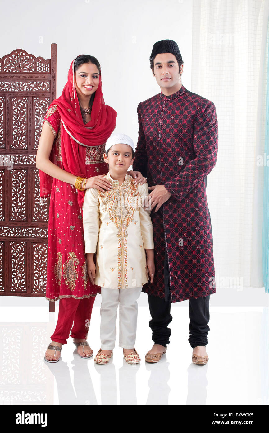 Portrait d'une famille musulmane Banque D'Images