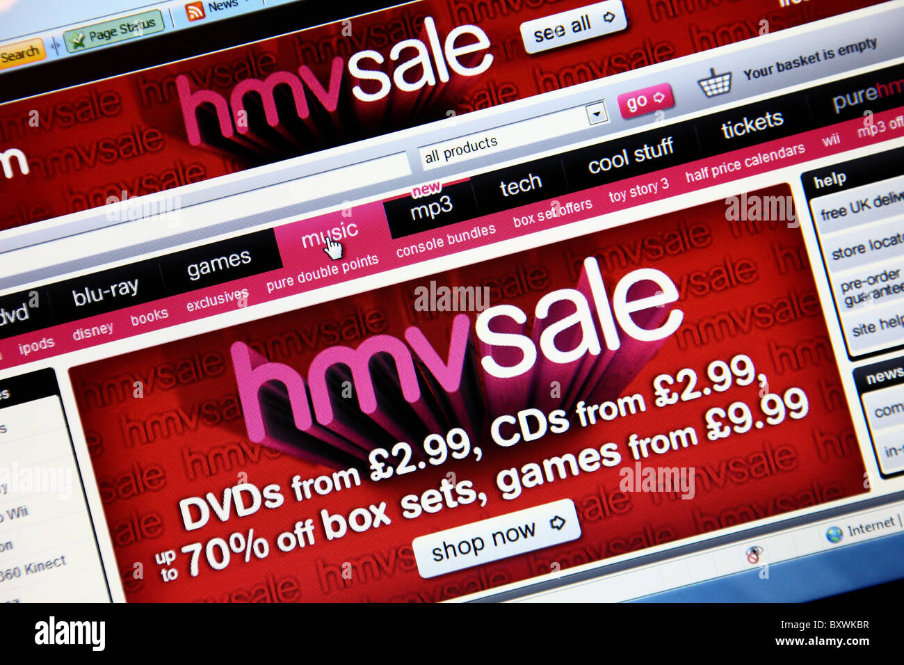 HMV store site web. Banque D'Images