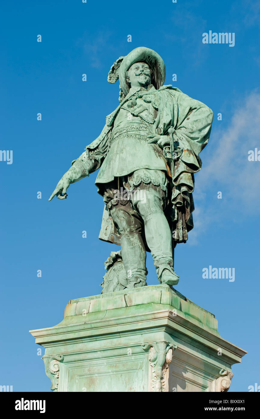 Statue du Roi Gustave II Adolphe de Suède, dans la région de Gustave-adolphe Square, Göteborg, Suède. Banque D'Images