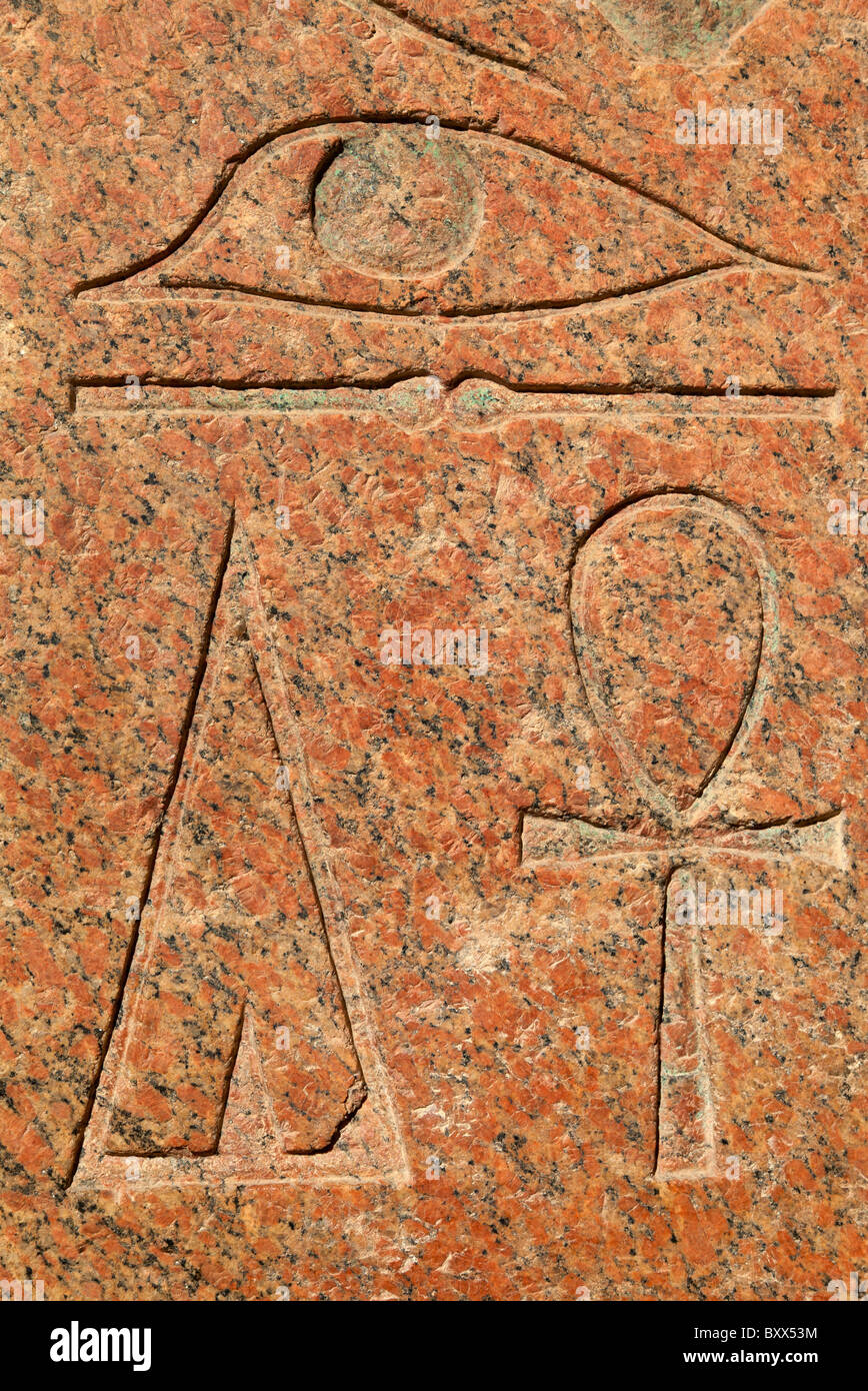 Temple Hatshepsut, Vallée des Rois, Egypte - hiéroglyphes Banque D'Images