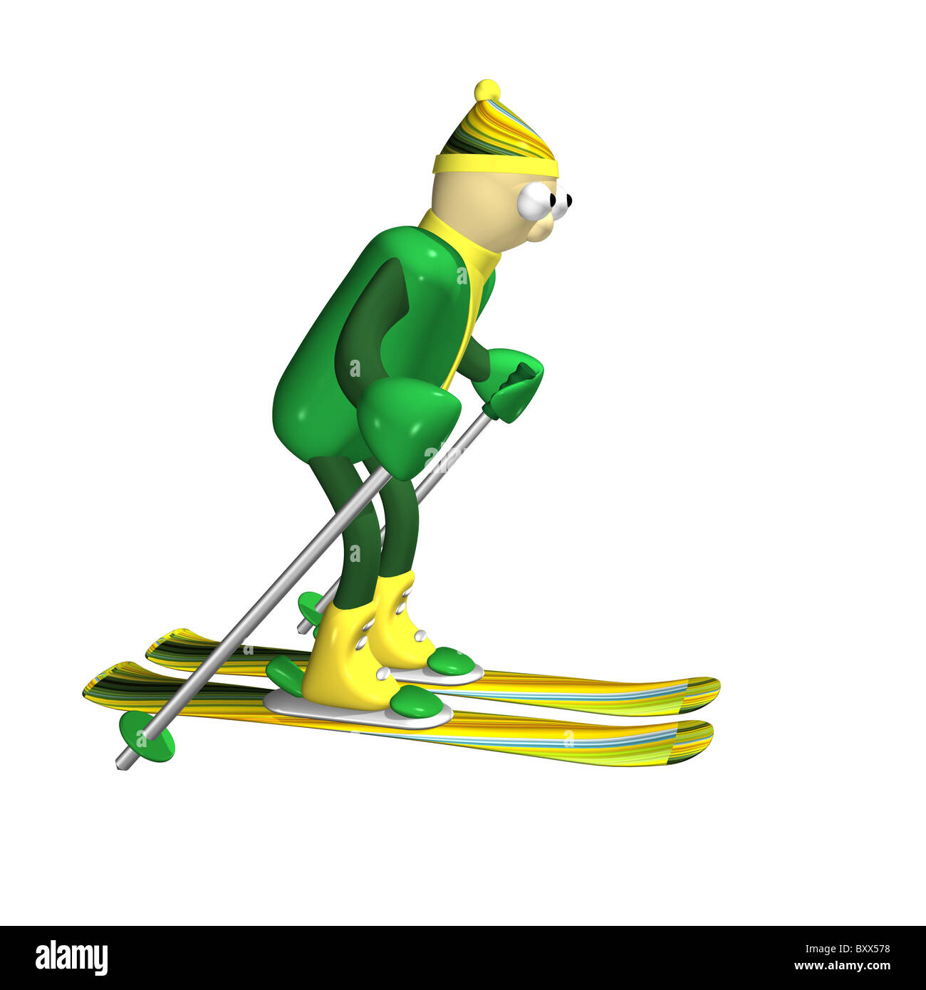 Le skieur de montagne va pour un lecteur sur le ski de montagne, 3d Banque D'Images