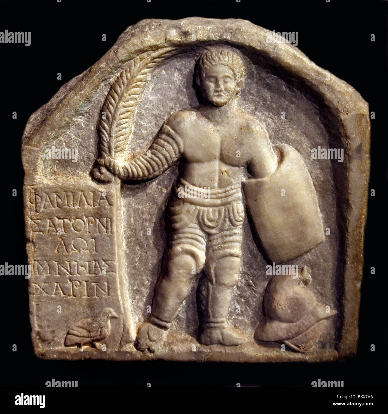 Satornilos Gladiator Tombstone Smyrne 3 100 Turquie Roman Banque D'Images