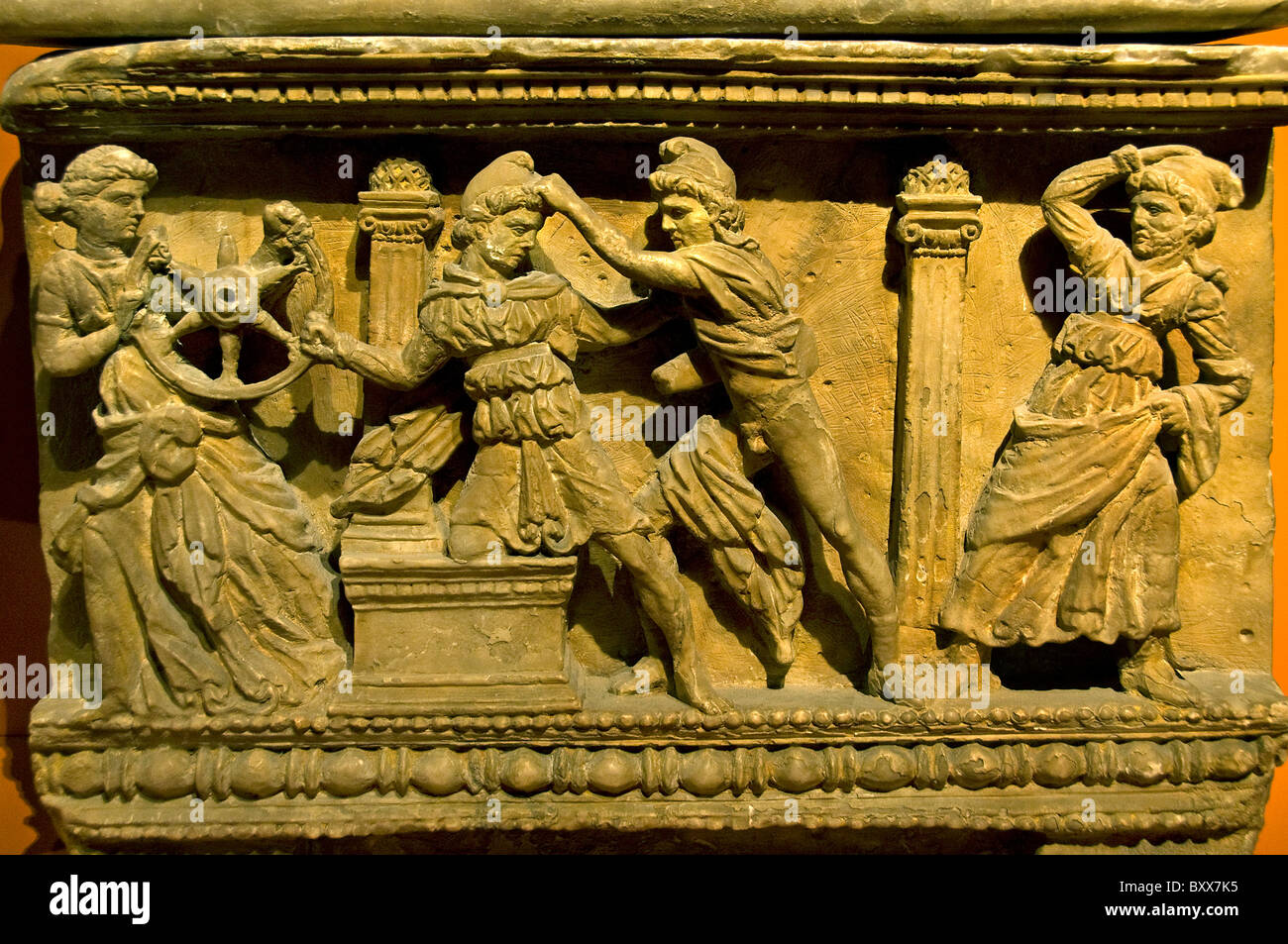 Morts de Myrtilus autel 100 BC Volterra Italie Italien Banque D'Images