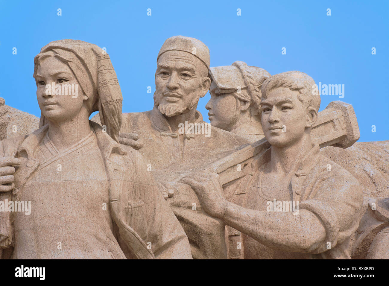 Statue devant le mausolée de Mao Zedong, Place Tiananmen, Pékin, Chine Banque D'Images