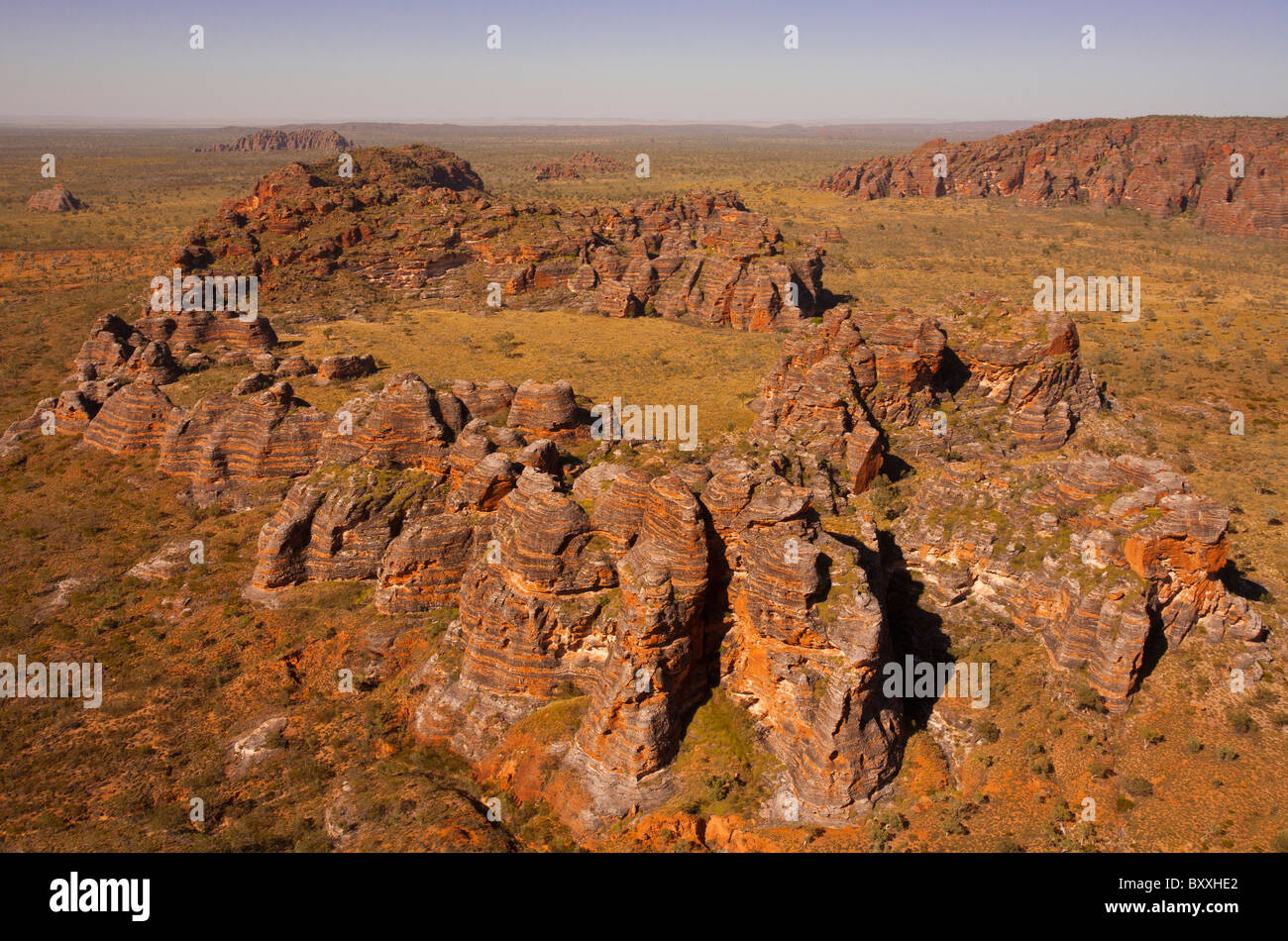 Vue aérienne, Bungle Bungles, le Parc National de Purnululu, Kimberley, Australie occidentale Banque D'Images