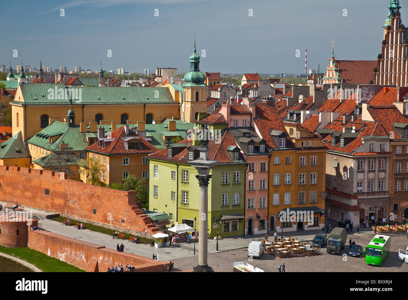 Colonne de Sigismond et Château Royal, Varsovie, Pologne Banque D'Images