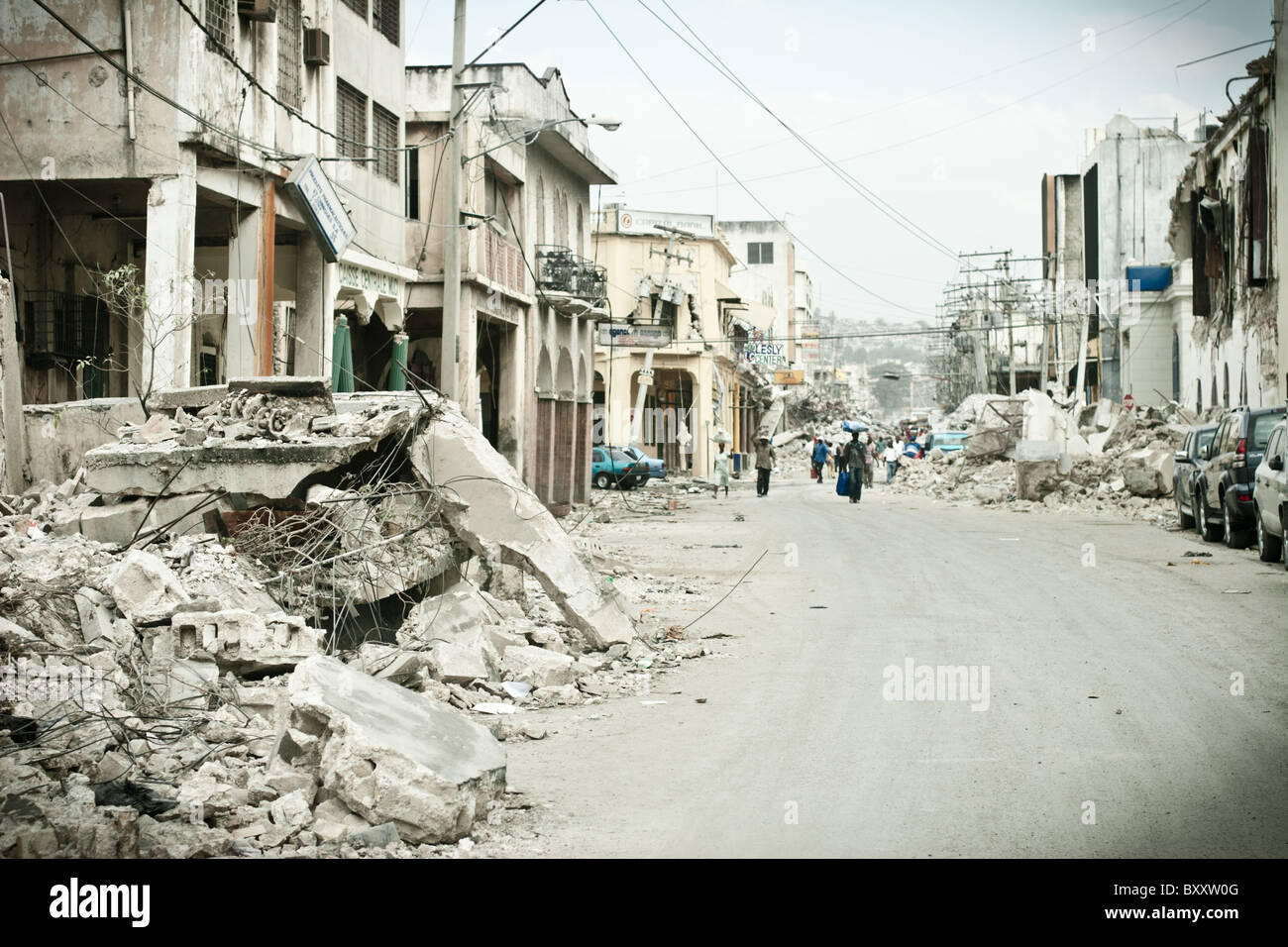 Les dommages causés par le tremblement de terre qui a frappé Haïti le 12 janvier 2010. Banque D'Images