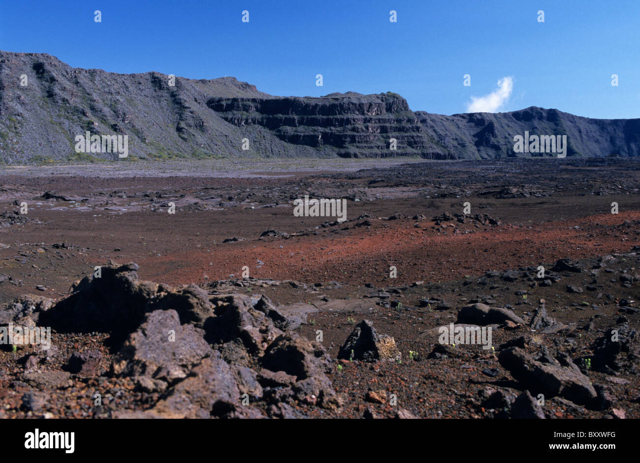 Plaine des Sables (Plaine des Sables) sur le chemin de volcan Piton de la Fournaise, île de La Réunion (France), de l'Océan Indien Banque D'Images