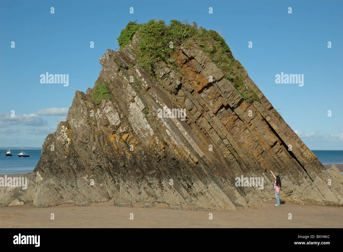 Goscar Rock, North Beach, Tenby, Pembrokeshire, Pays de Galles, Royaume-Uni Banque D'Images