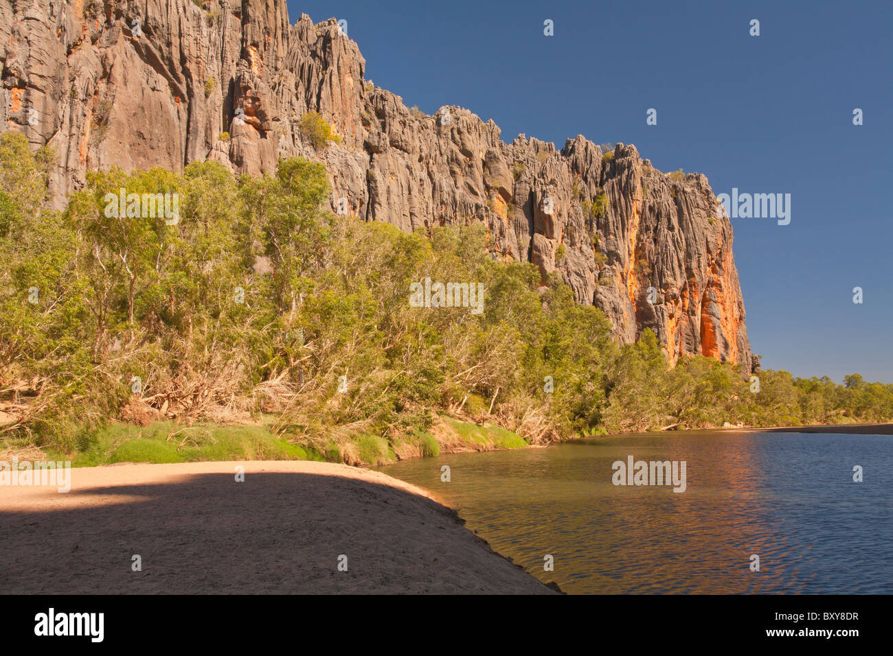 Remparts de calcaire de Windjana Gorge, Derby, Kimberley, Australie occidentale Banque D'Images