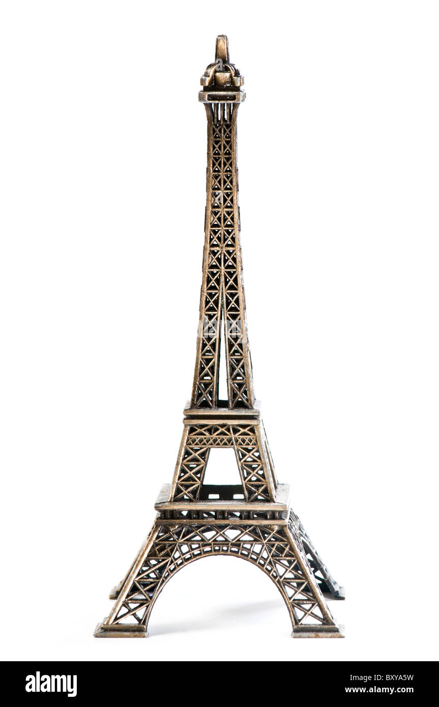 Tour Eiffel Statue, isolé sur fond blanc Banque D'Images