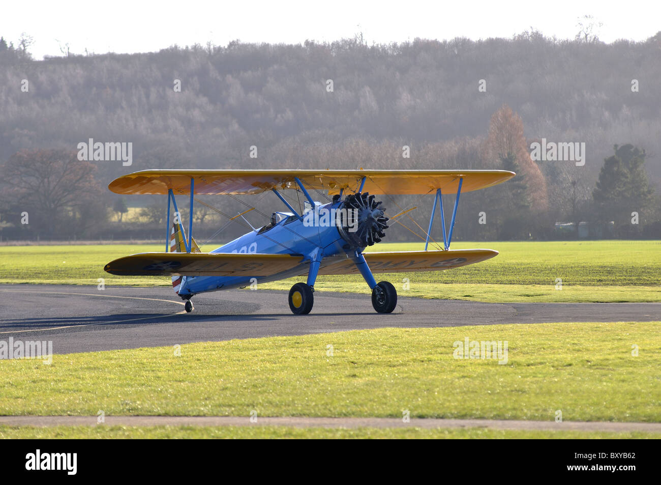 Boeing Stearman Kaydet à Wellesbourne Airfield, Warwickshire, UK Banque D'Images