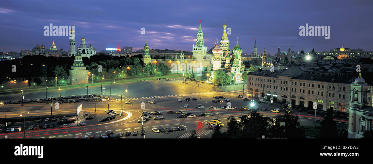 La place rouge avec la Cathédrale St Basile, Moscou, Russie Banque D'Images