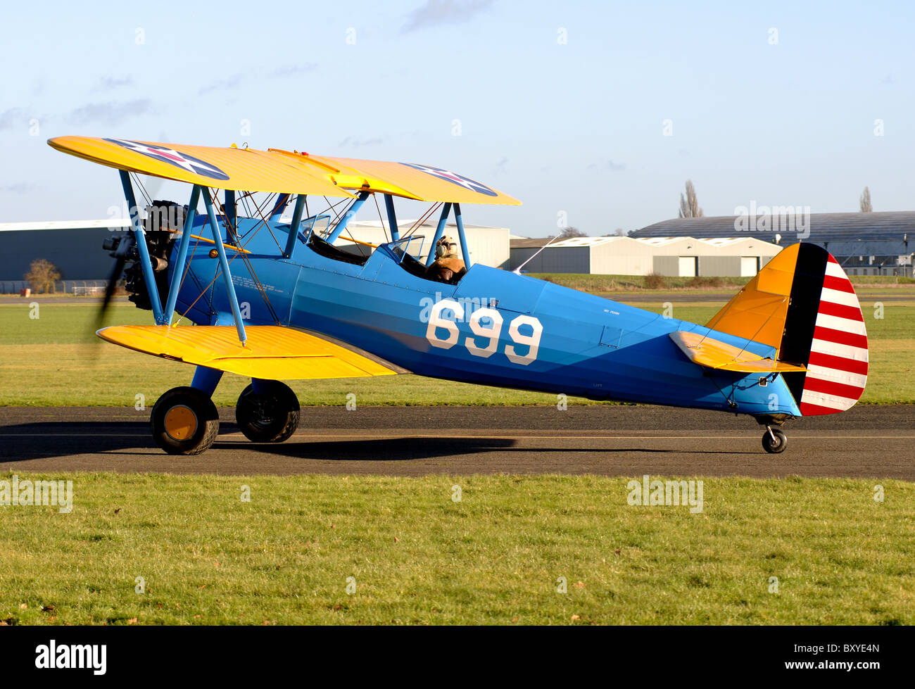 Boeing Stearman Kaydet à Wellesbourne Airfield, Warwickshire, UK Banque D'Images