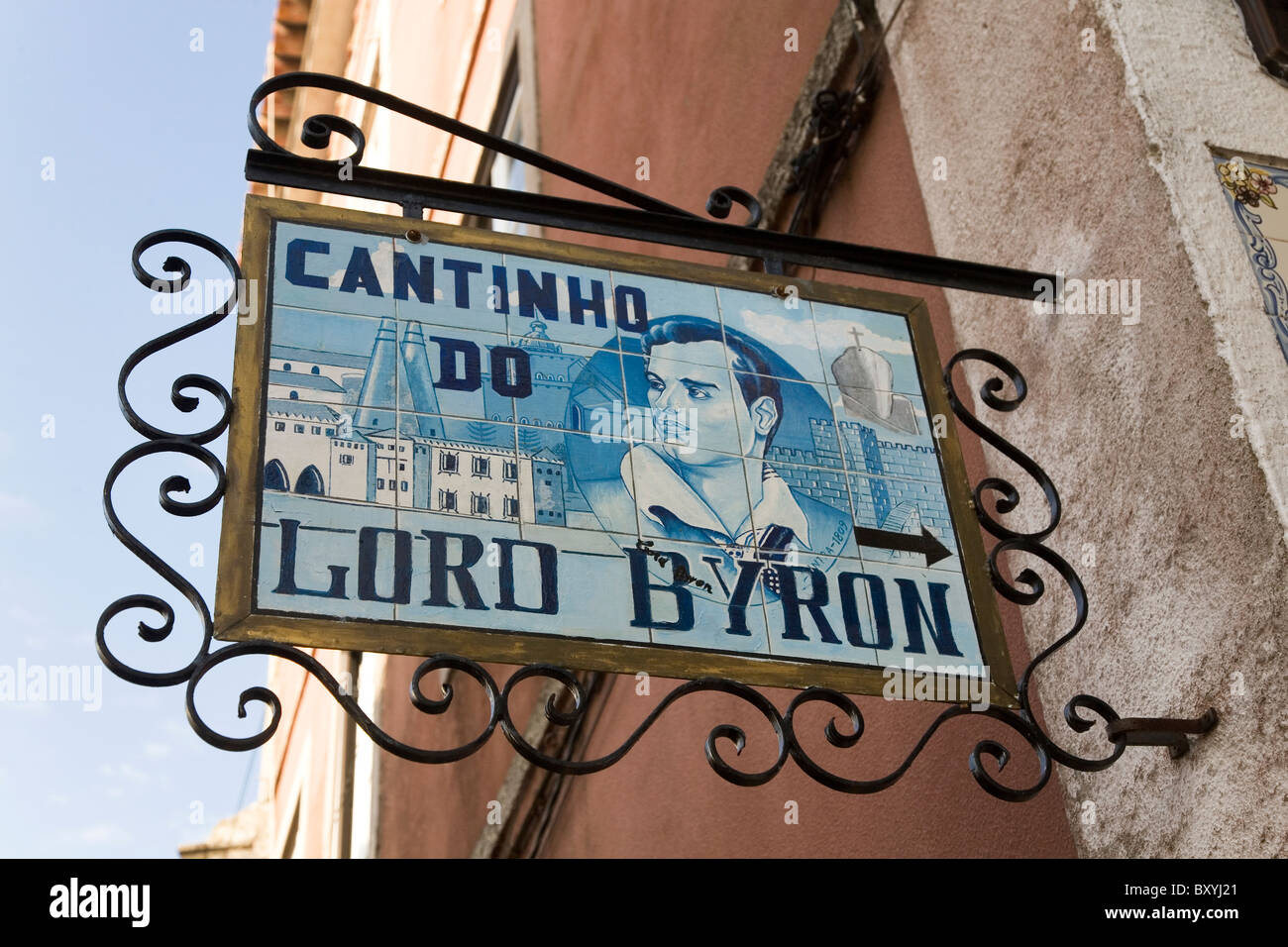 Un signe pour le faire Cantinha Lord Byron à Sintra, Portugal. Banque D'Images