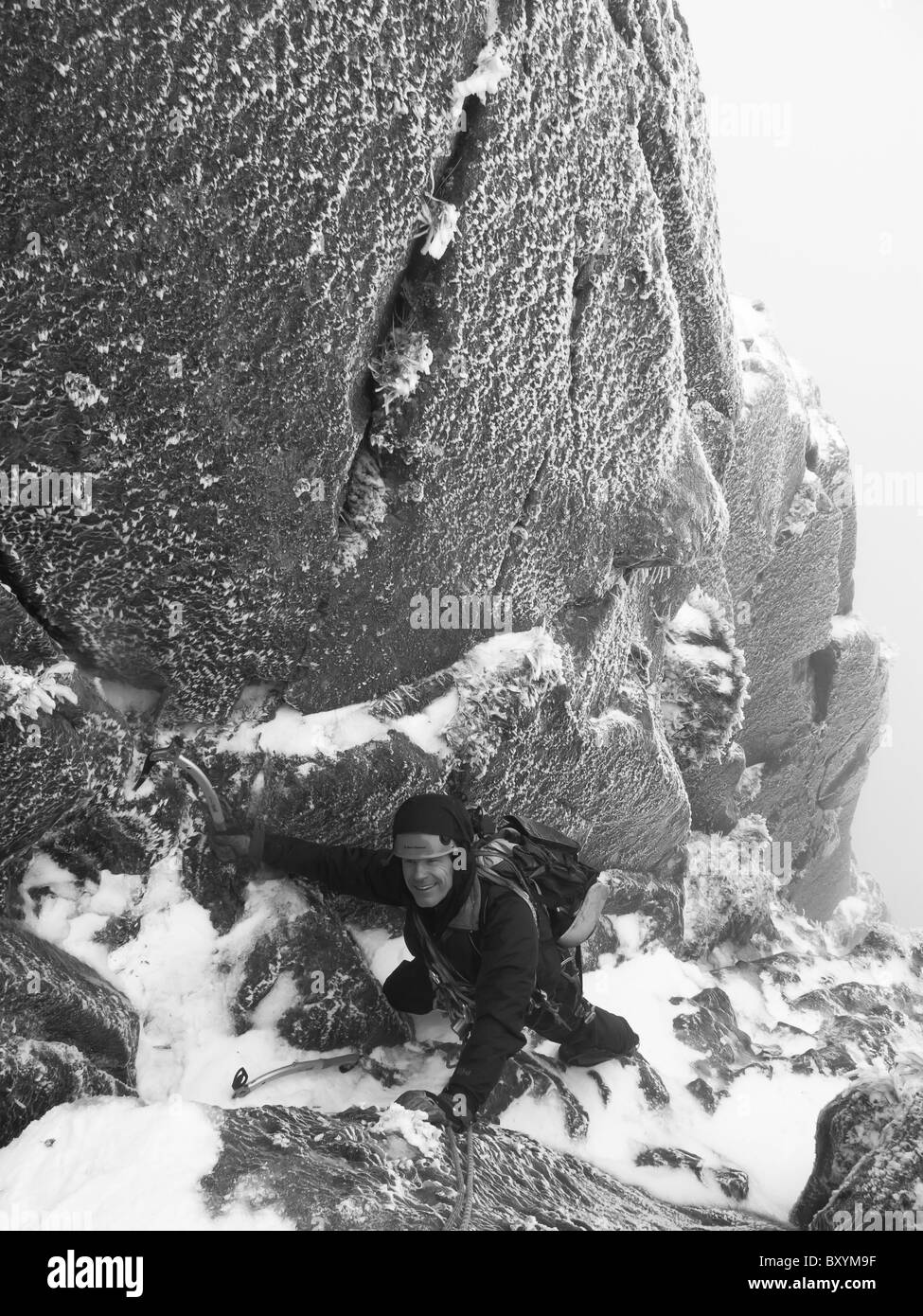 Randonnées d'hiver dans la région de Snowdonia, Banque D'Images