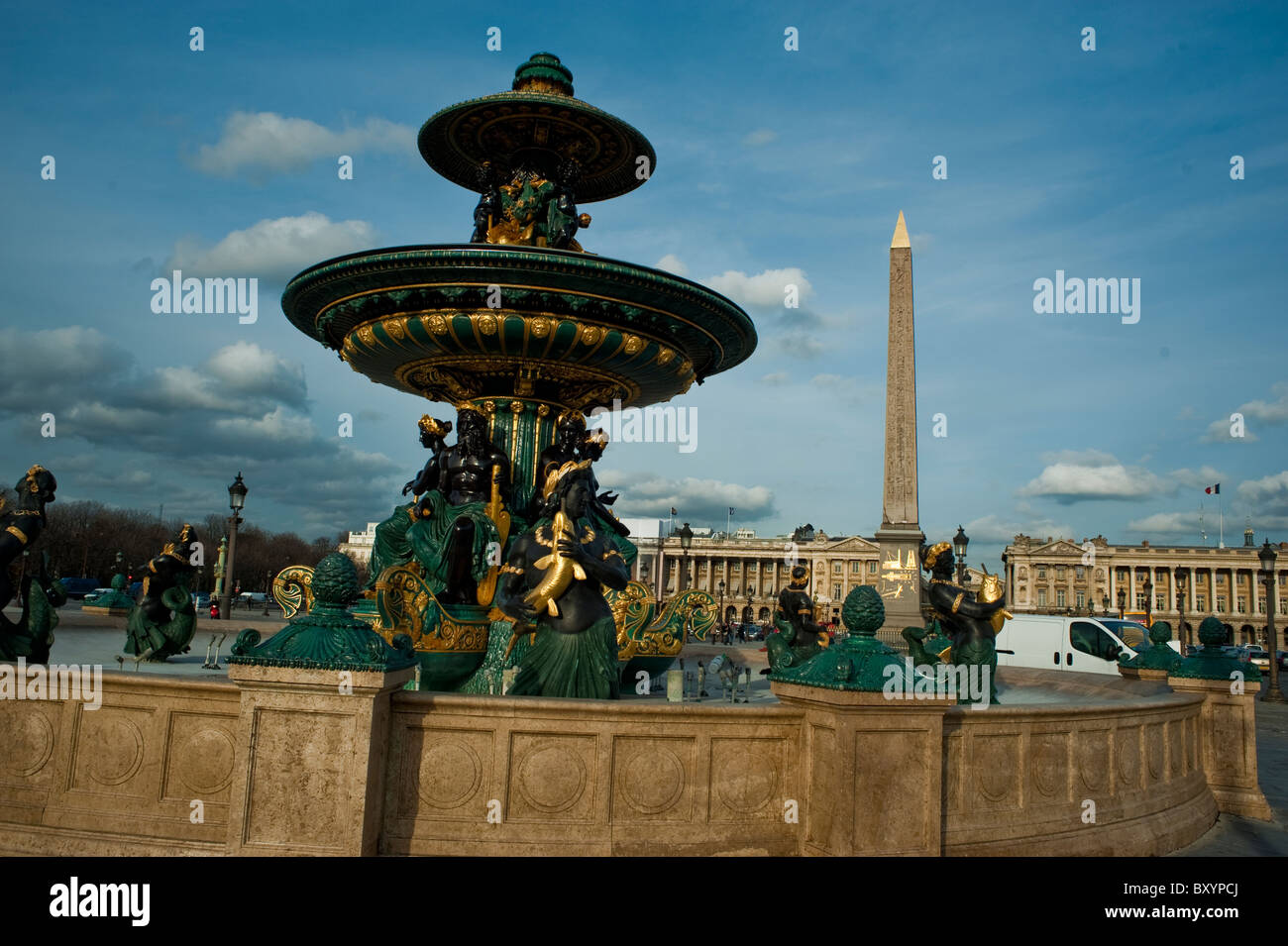 Paris, France, vue grand angle, scènes de rue, monuments historiques français, place de la Concorde, Fontaine d'eau publique Banque D'Images