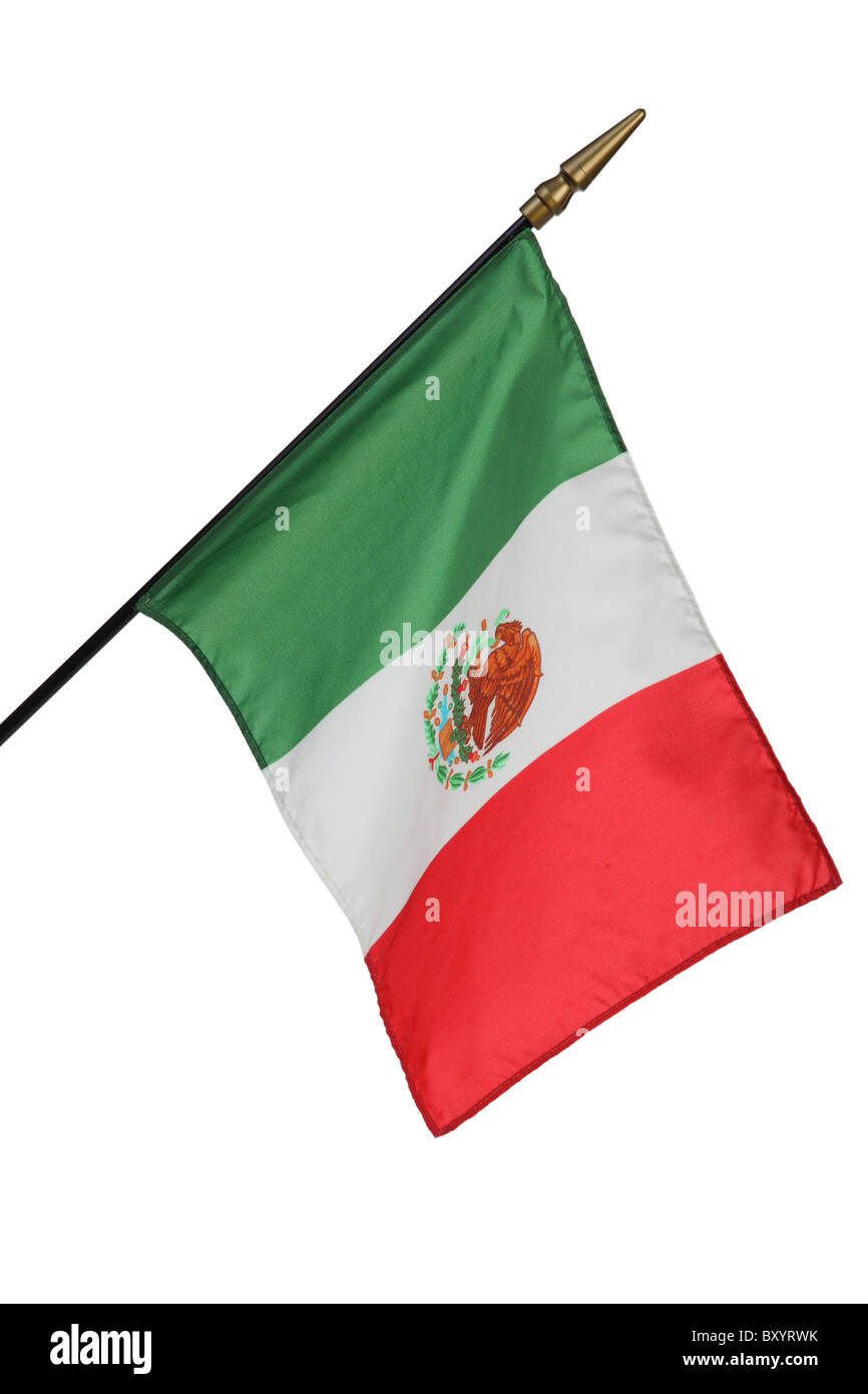 Drapeau Mexicain sur fond blanc Banque D'Images