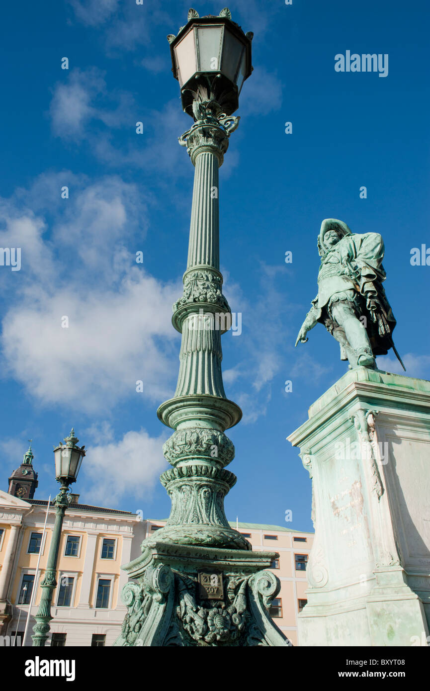 Statue du Roi Gustave II Adolphe de Suède, dans la région de Gustave-adolphe Square, Göteborg, Suède. Banque D'Images